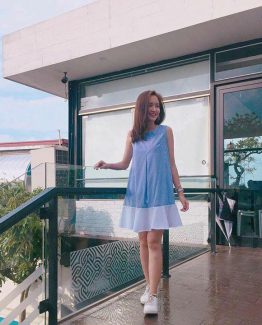 Đầm suông sọc xanh phối trắng - MA_DV_007